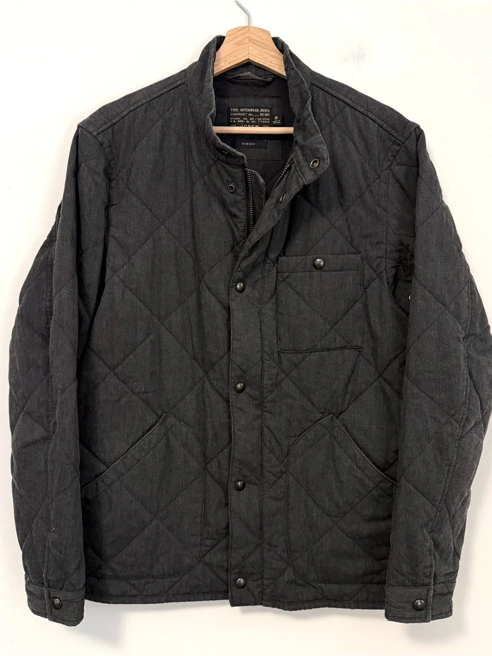 J.Crew Men’s Sussex Quilted Primaloft Zip Snap Button Jacket